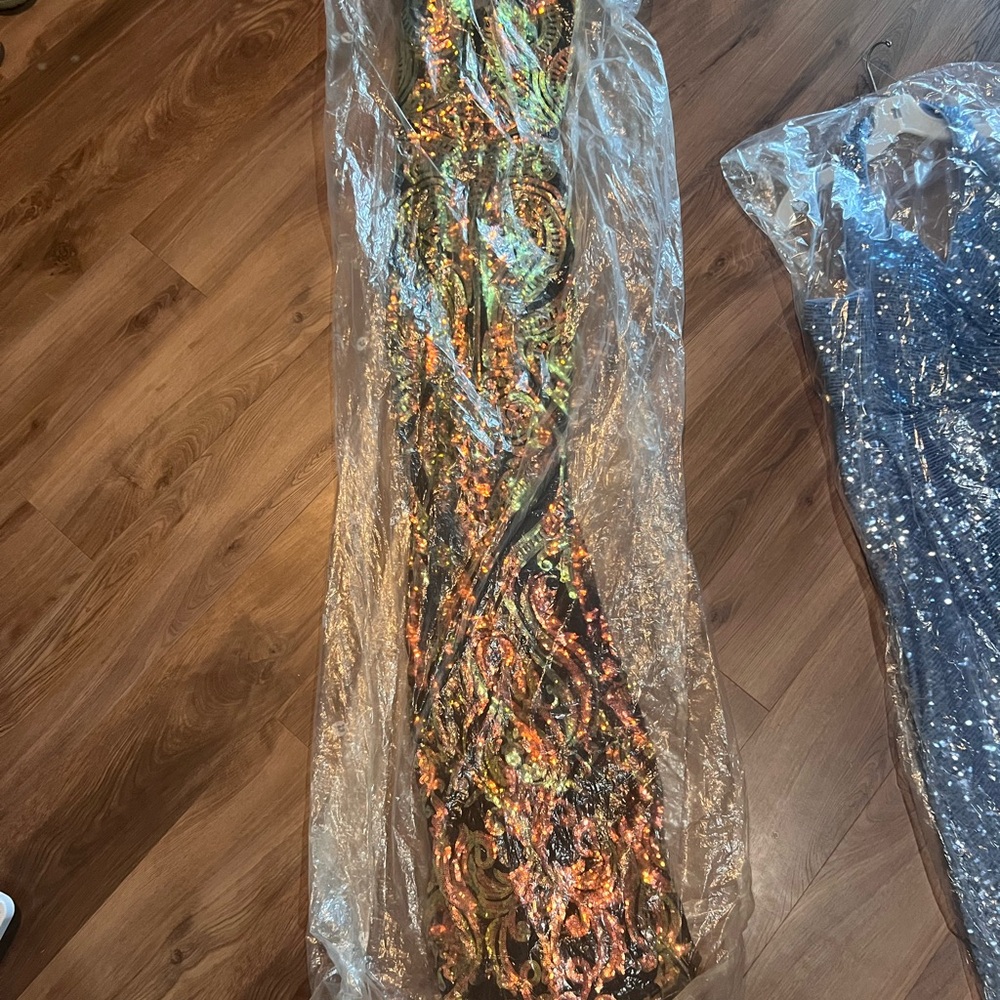 David's Bridal Iridescent Sequin Prom Dress - Multicolor